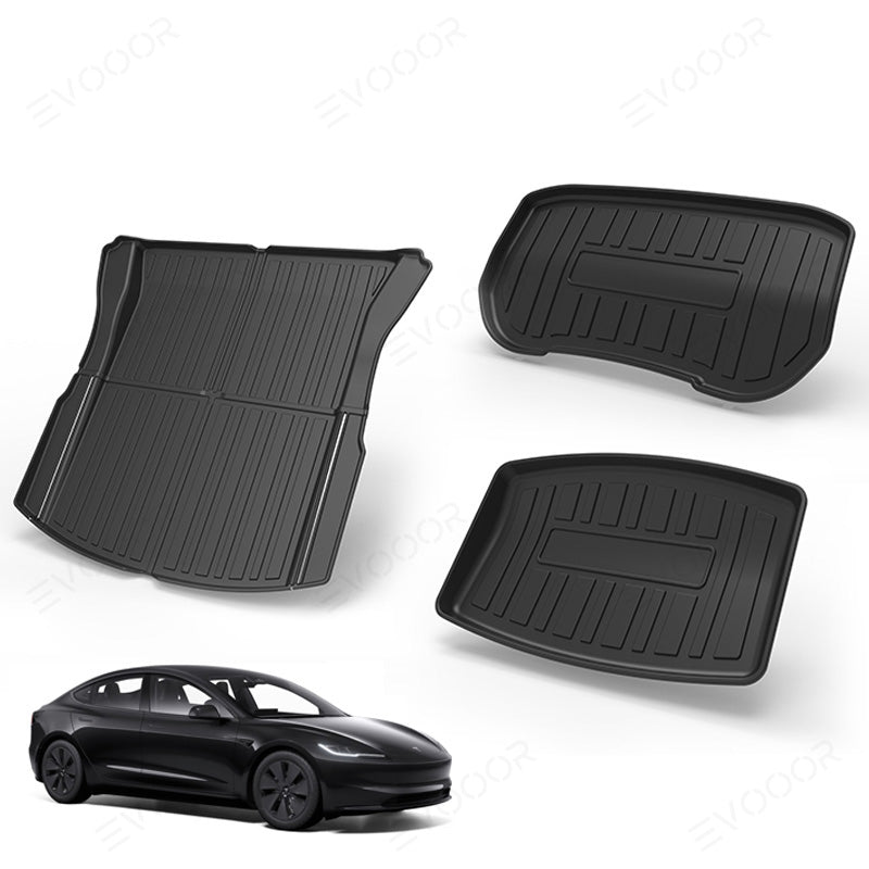 Tapis de sol toutes saisons modèle 3 Highland, ensemble complet de tapis de  coffre, tapis de chargement, doublure de chargement pour Tesla, modèle 3