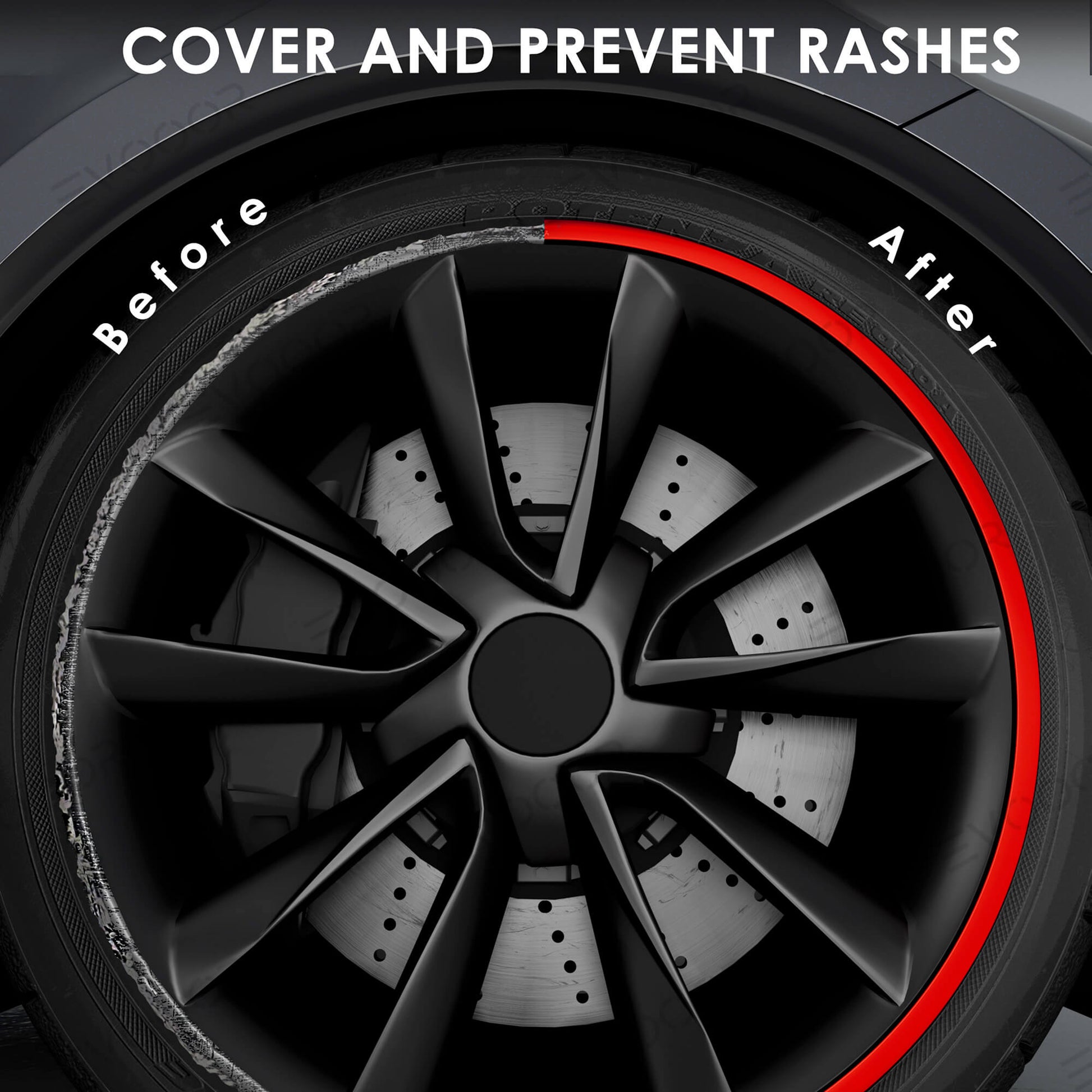 Model Y/3/S/X Wheel Rim Protectors Guard Alloy Wheel from Curb Rash (Set of 4 Rim Protectors) for Tesla(2012-2023), 18 / Red / Model Y